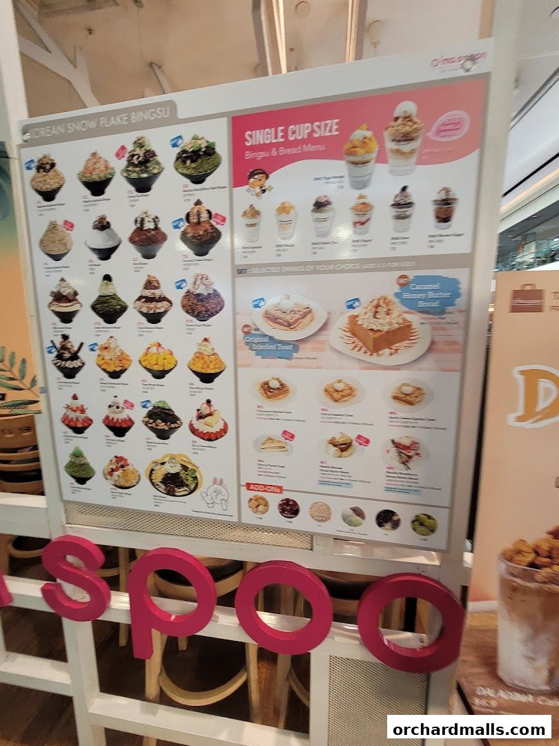 Menu page for Oma Spoon Korean Dessert Cafe  Authentic Bingsu  Waffles 313Somerset