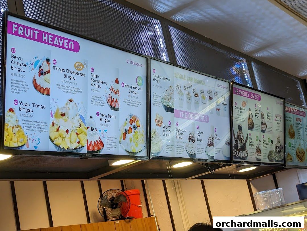 Menu page for Oma Spoon Korean Dessert Cafe  Authentic Bingsu  Waffles 313Somerset