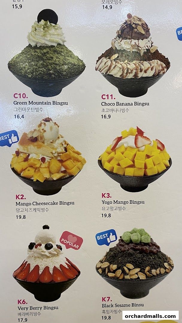 Menu page for Oma Spoon Korean Dessert Cafe  Authentic Bingsu  Waffles 313Somerset