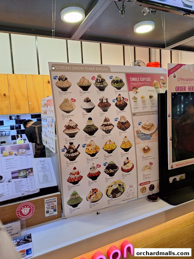 Menu page for Oma Spoon Korean Dessert Cafe  Authentic Bingsu  Waffles 313Somerset