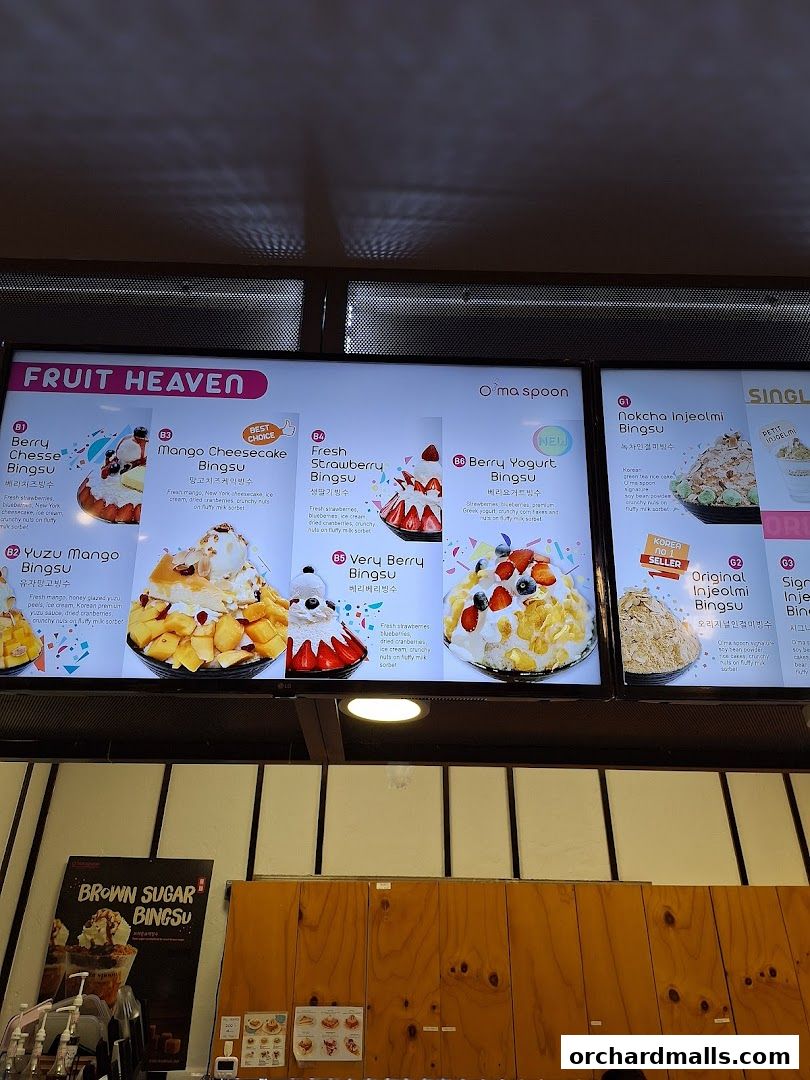 Menu page for Oma Spoon Korean Dessert Cafe  Authentic Bingsu  Waffles 313Somerset