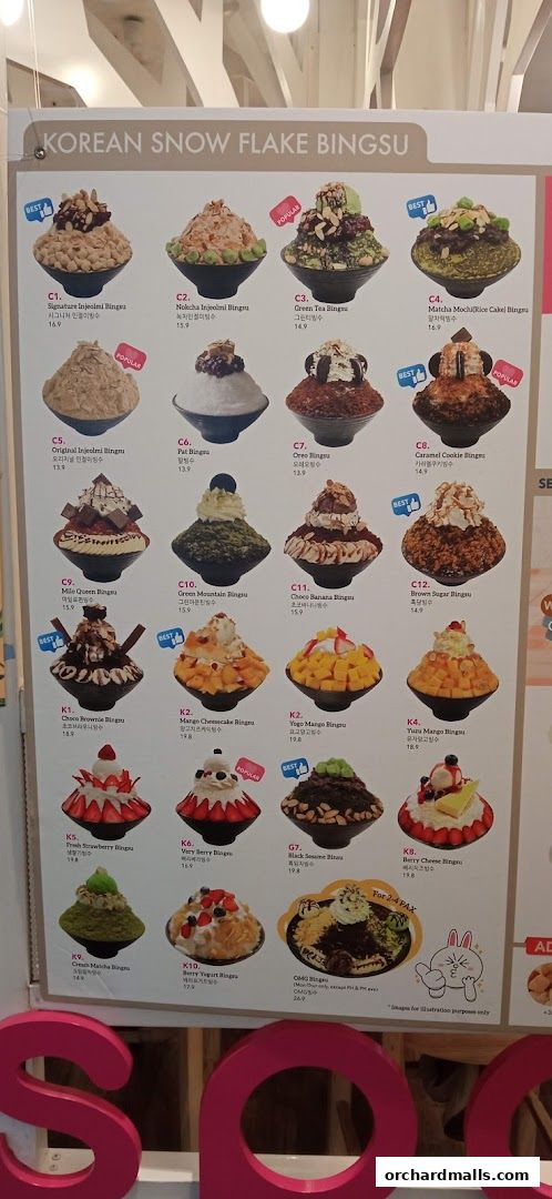 Menu page for Oma Spoon Korean Dessert Cafe  Authentic Bingsu  Waffles 313Somerset