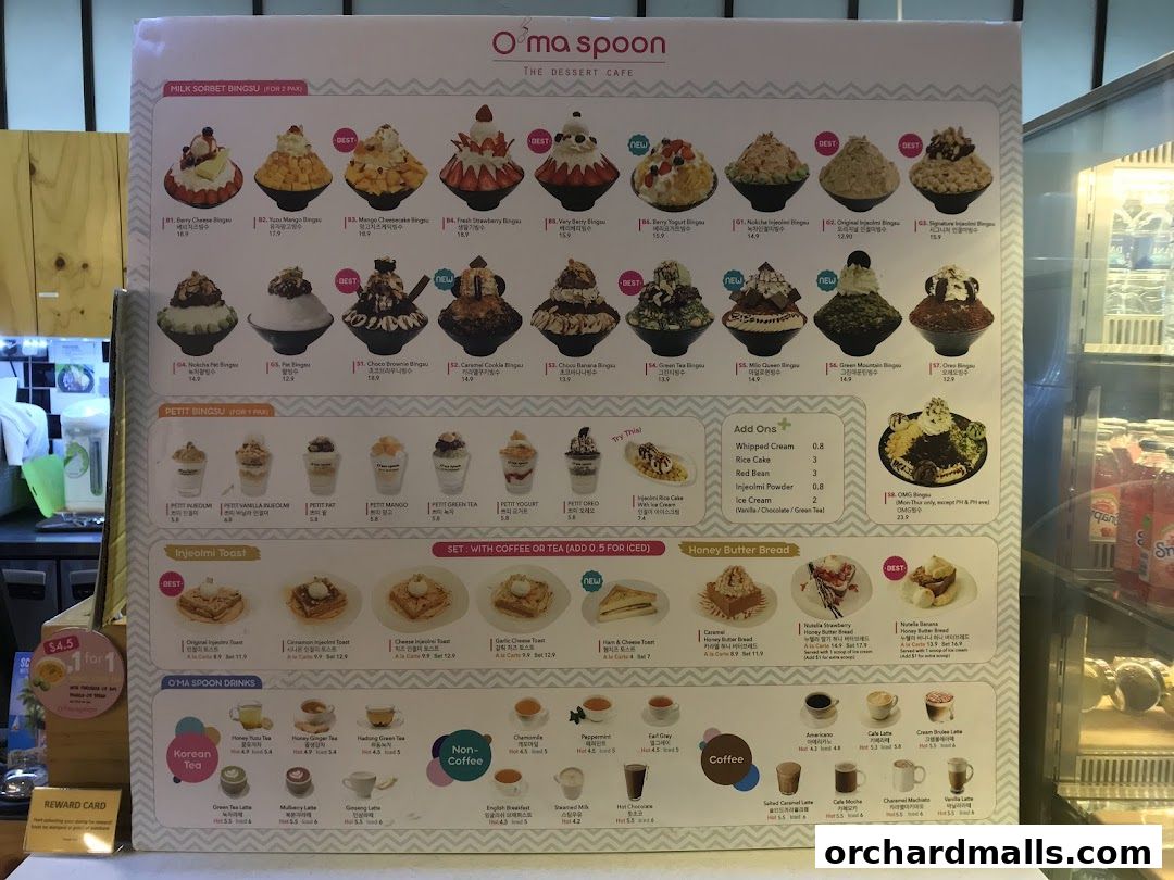 Oma Spoon Korean Dessert Cafe  Authentic Bingsu  Waffles 313Somerset