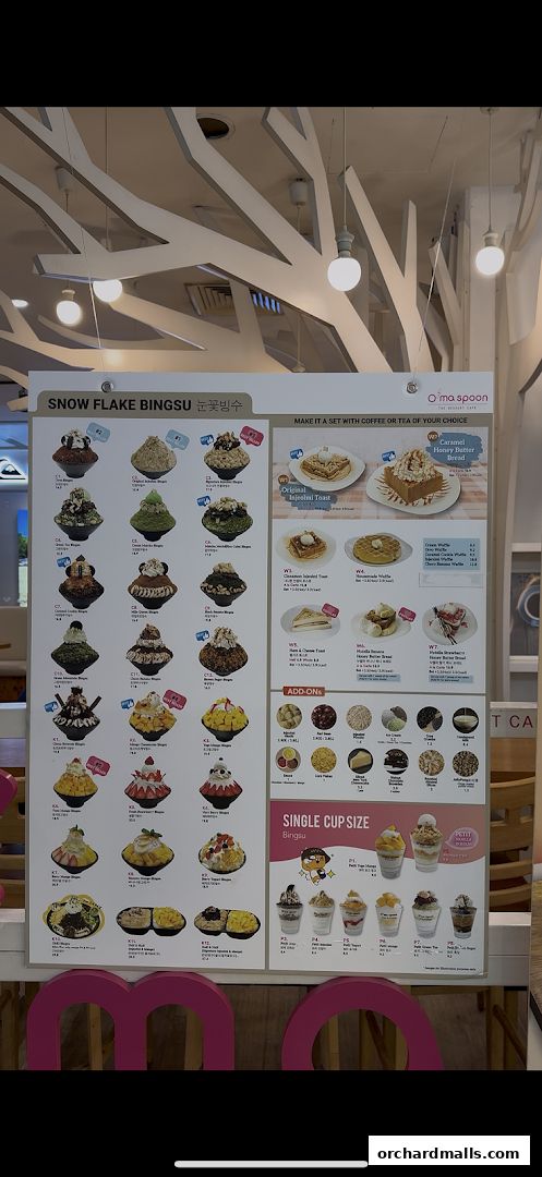 Menu page for Oma Spoon Korean Dessert Cafe  Authentic Bingsu  Waffles 313Somerset