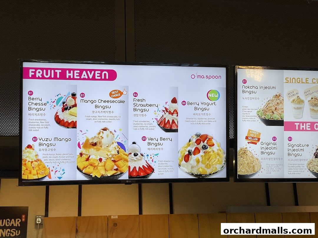 Menu page for Oma Spoon Korean Dessert Cafe  Authentic Bingsu  Waffles 313Somerset