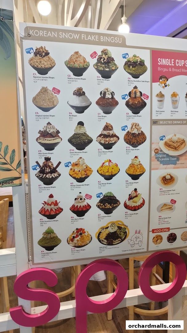 Menu page for Oma Spoon Korean Dessert Cafe  Authentic Bingsu  Waffles 313Somerset