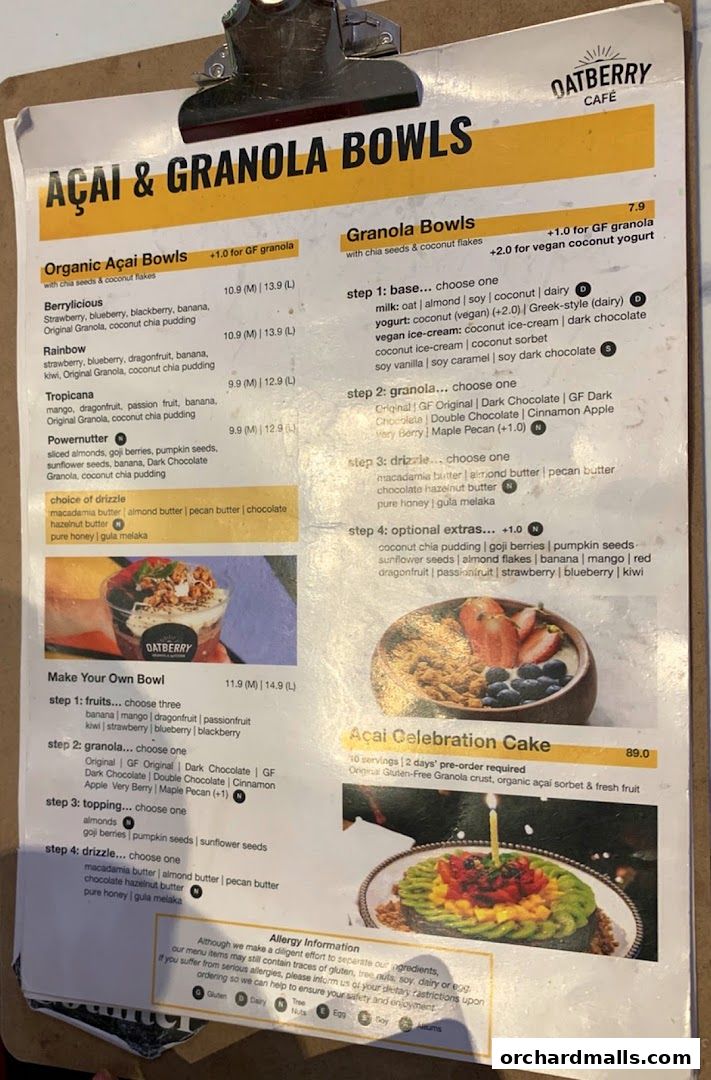 Menu page for OATBERRY