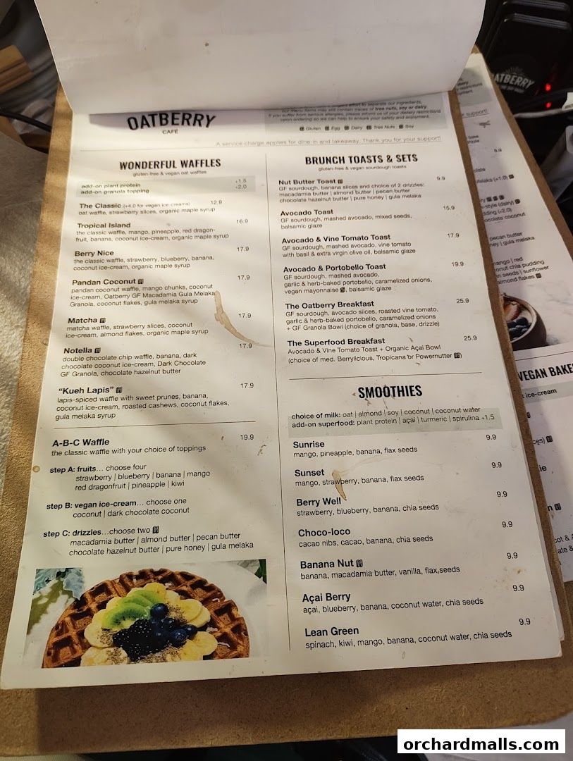 Menu page for OATBERRY