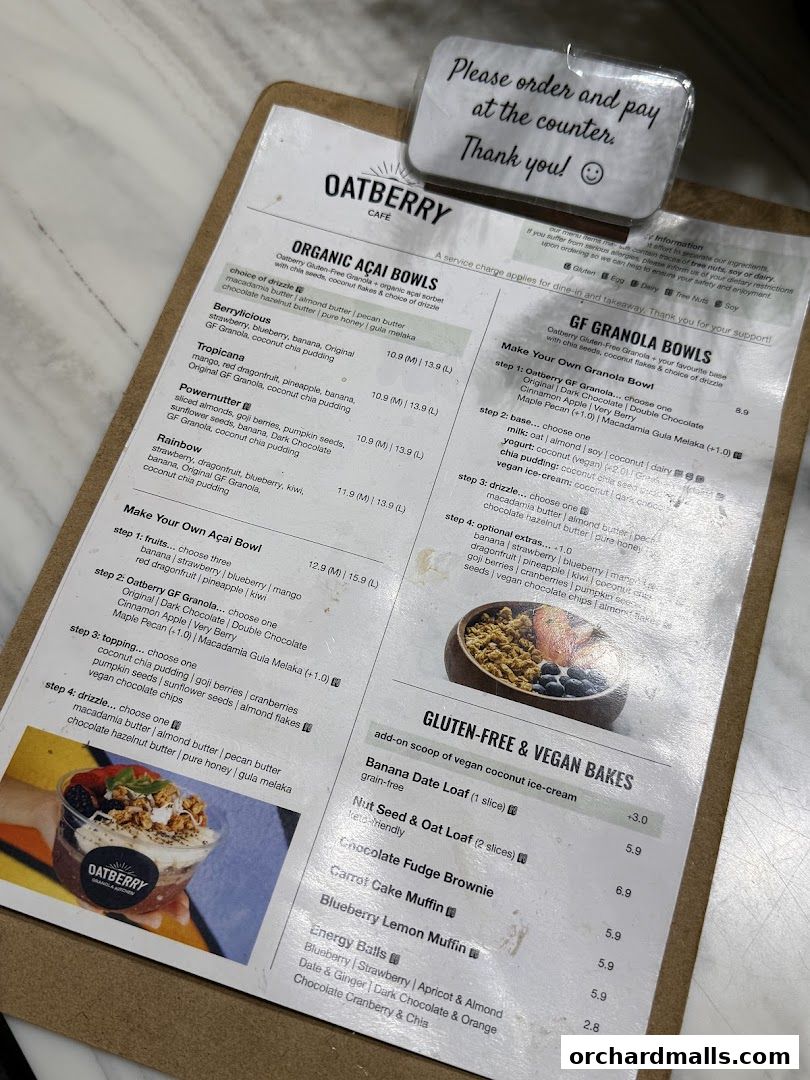 Menu page for OATBERRY