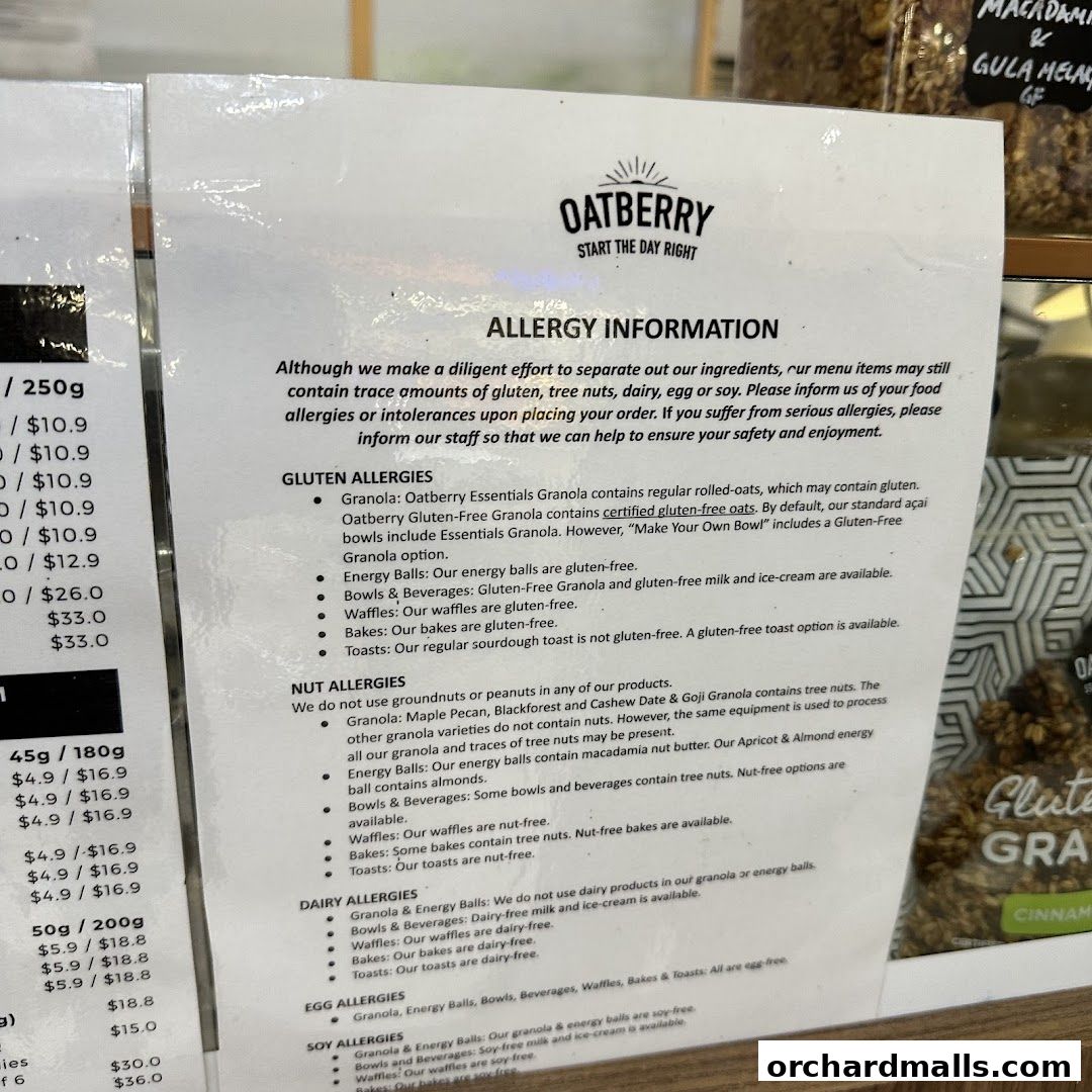 Menu page for OATBERRY