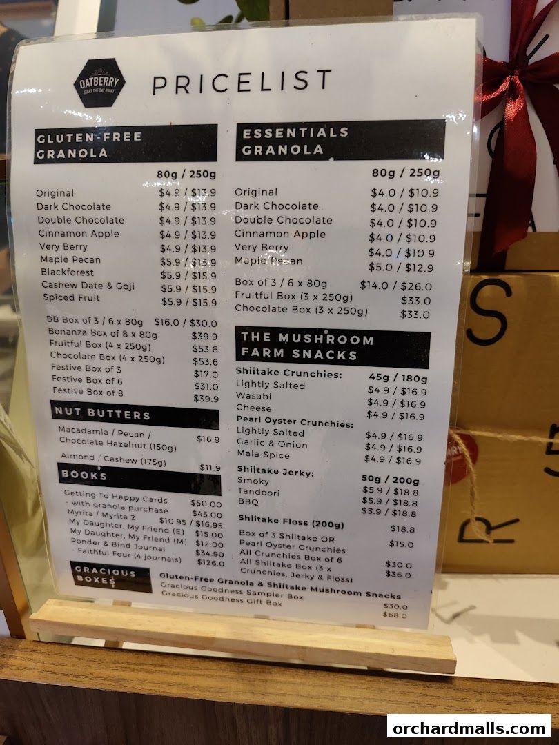 Menu page for OATBERRY