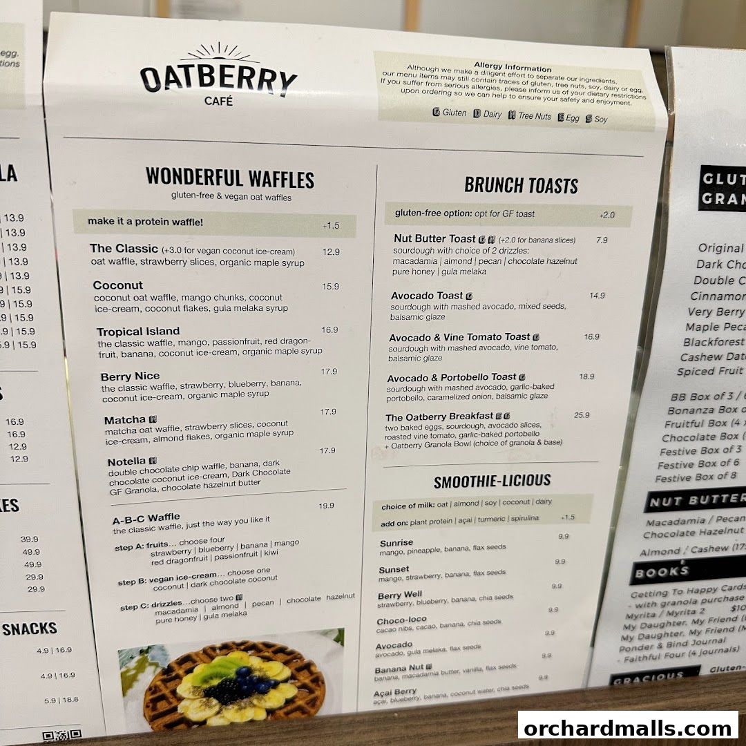 Menu page for OATBERRY