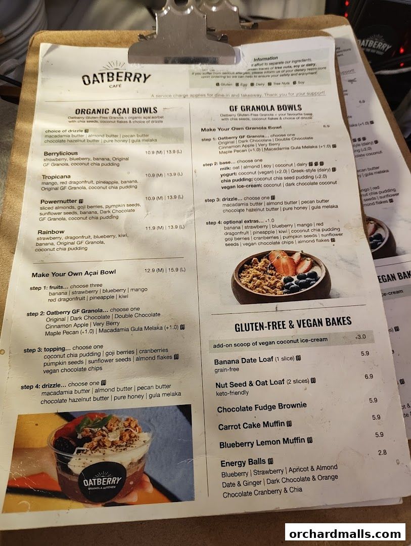 Menu page for OATBERRY