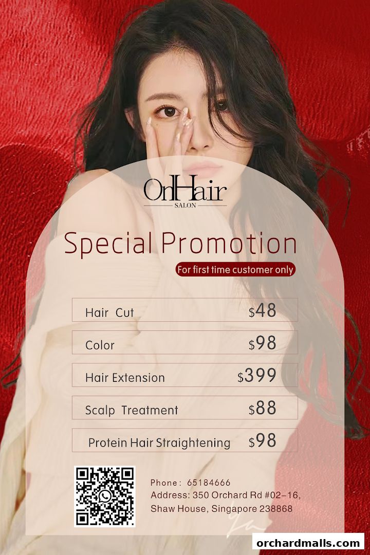 Menu page for ONHAIR SALON ORCHARD ISETAN