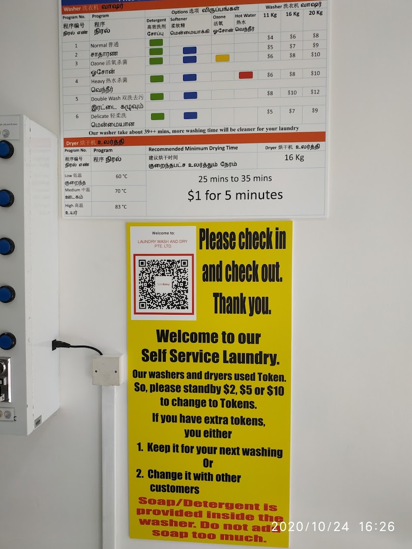 Menu page for Orchard Laundromat Pte Ltd