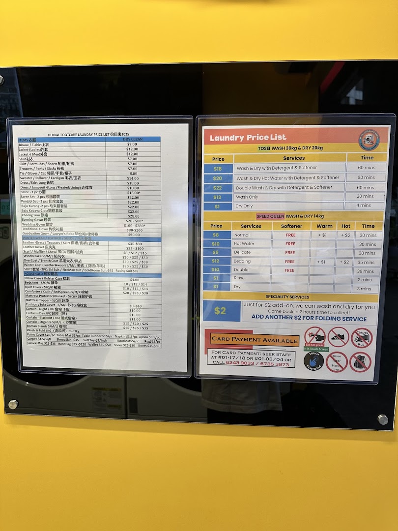 Menu page for Orchard Laundromat, Singapore