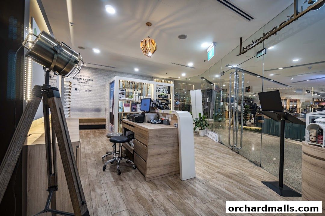 Interior view of Organic Hair Regrowth Solutions shop with a reception desk and product displays.