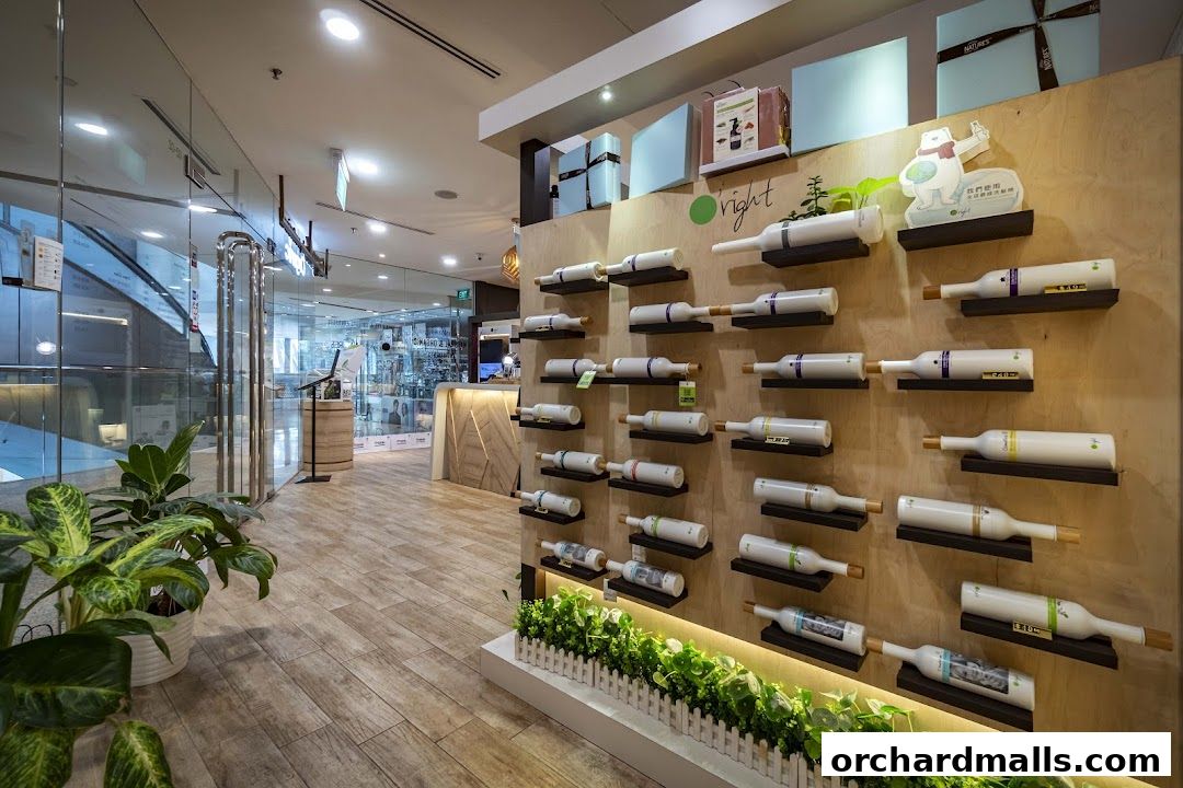 Interior view of Organic Hair Regrowth Solutions shop with products displayed on shelves.