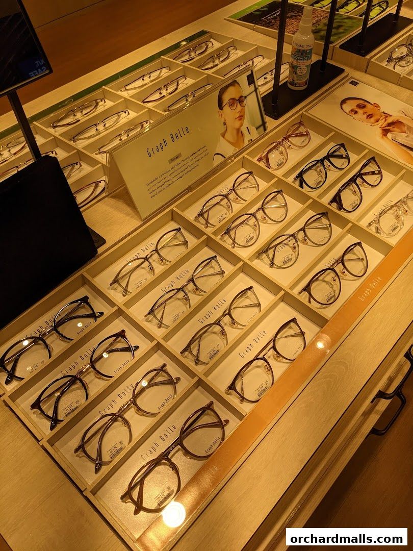 A display of various eyeglasses from the Graph Belle collection.