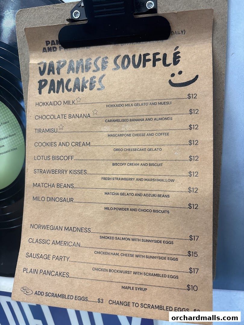 Menu page for Pancakes and Friends