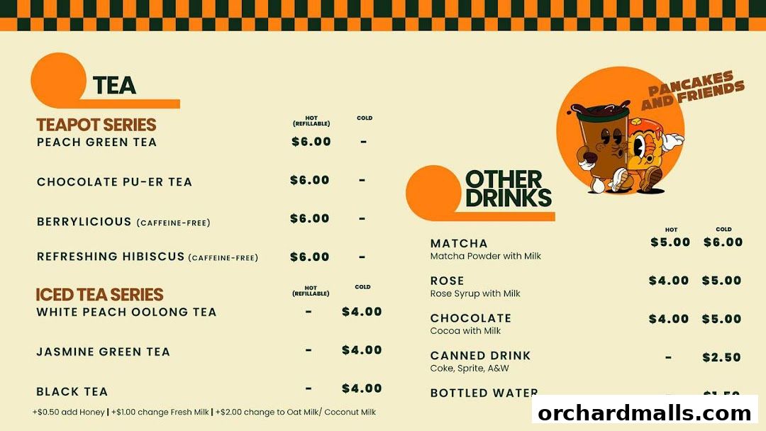 Menu page for Pancakes and Friends