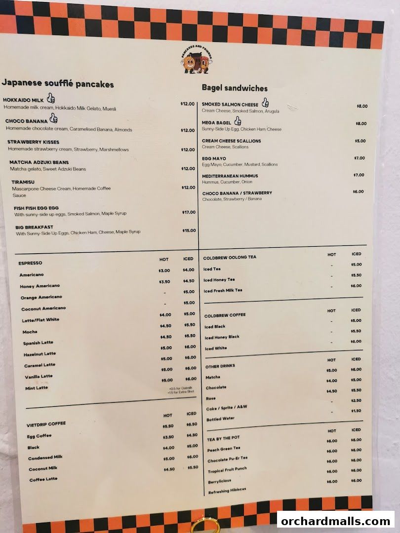 Menu page for Pancakes and Friends