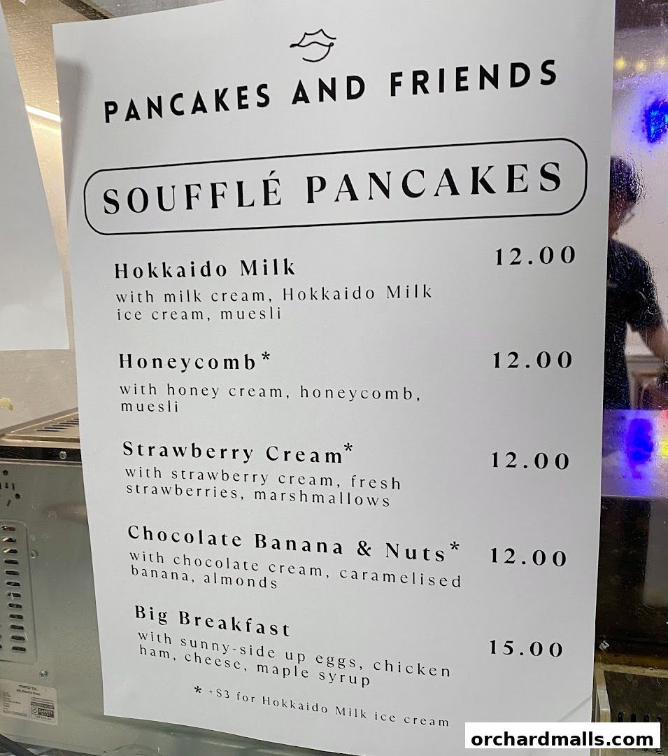 Menu page for Pancakes and Friends