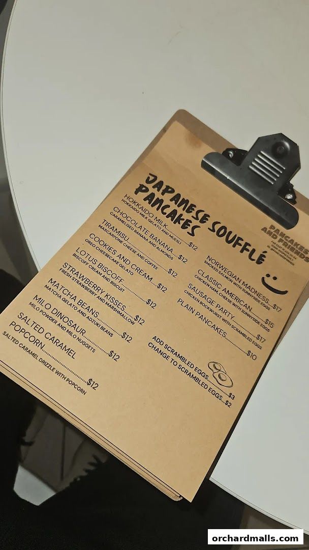Menu page for Pancakes and Friends
