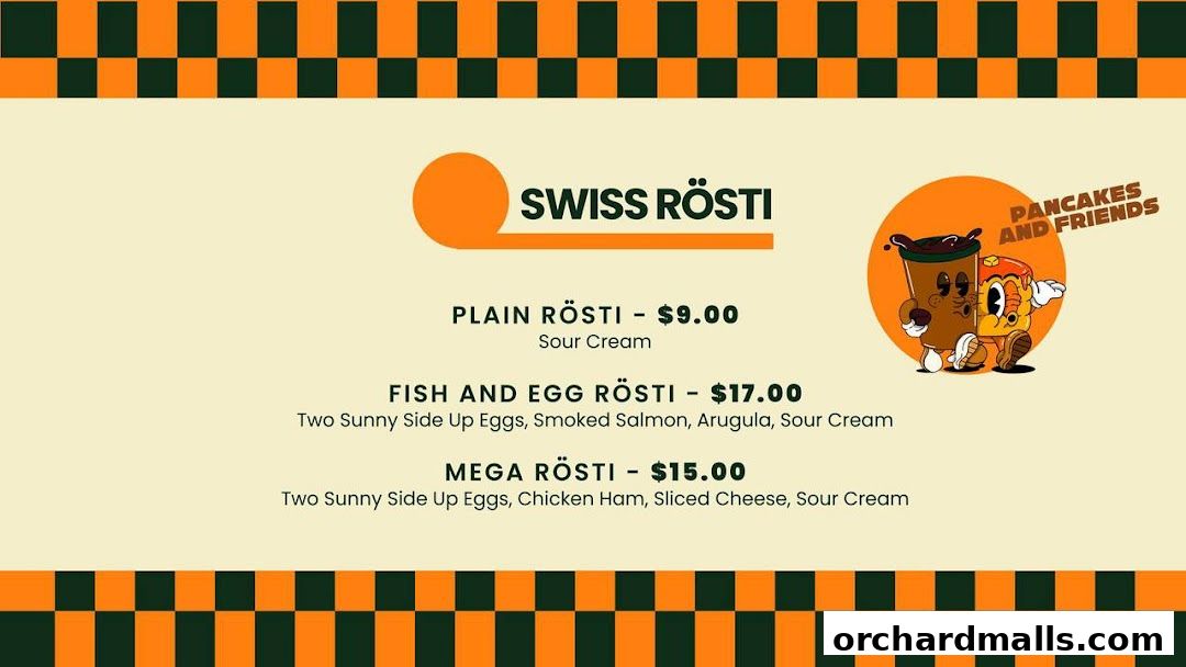 Menu page for Pancakes and Friends