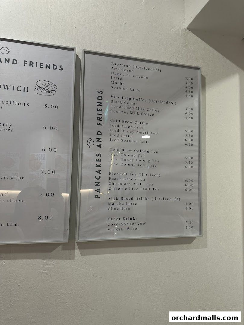 Menu page for Pancakes and Friends