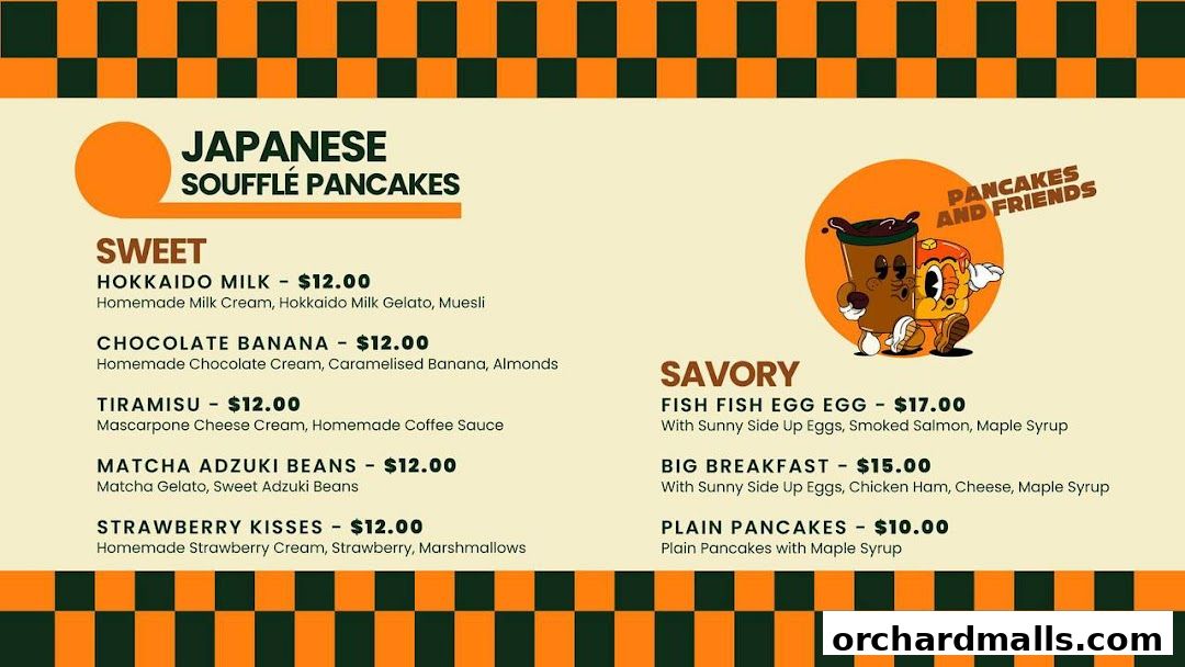 Menu page for Pancakes and Friends