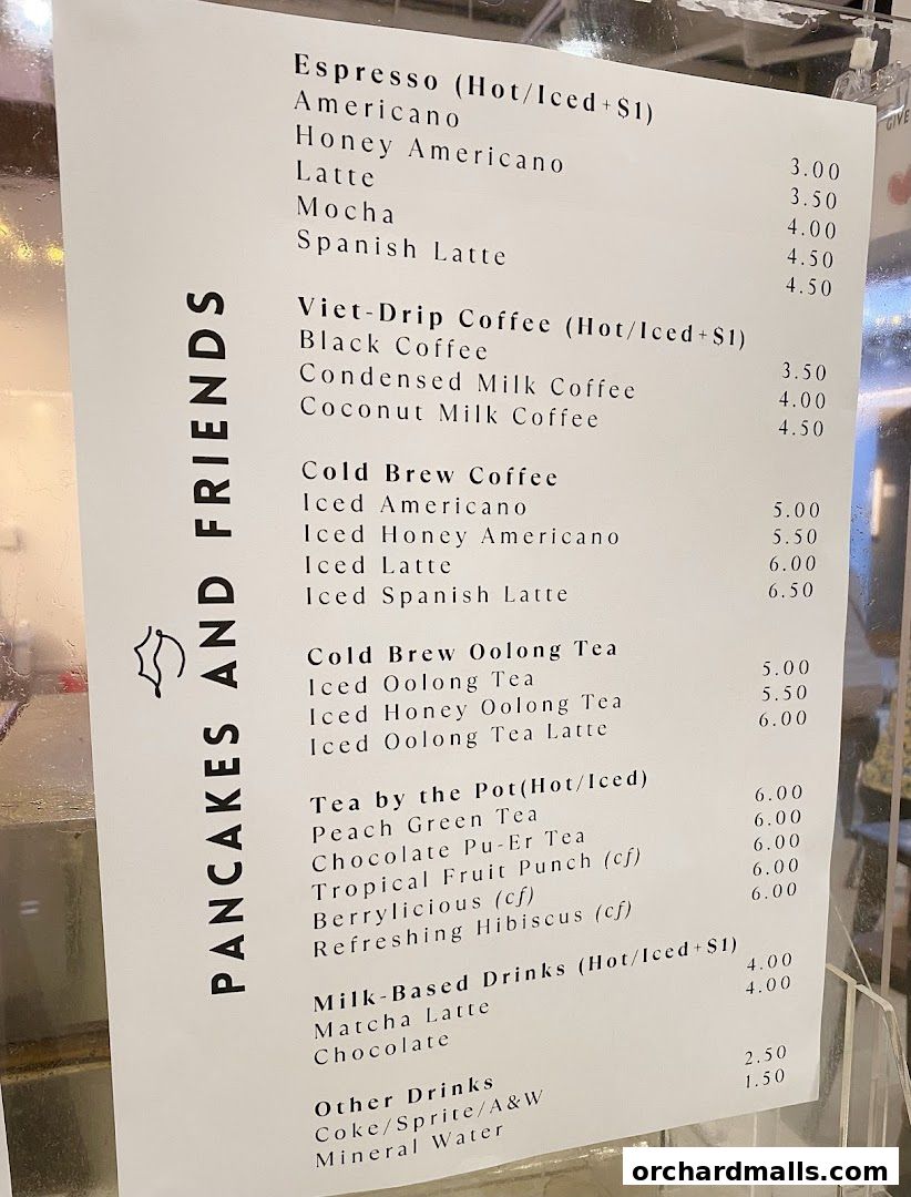 Menu page for Pancakes and Friends