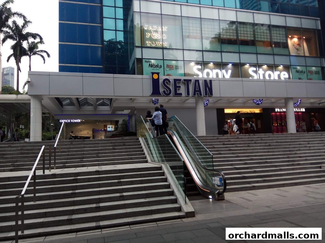 Exterior view of Isetan department store with Sony Store and other shops visible.