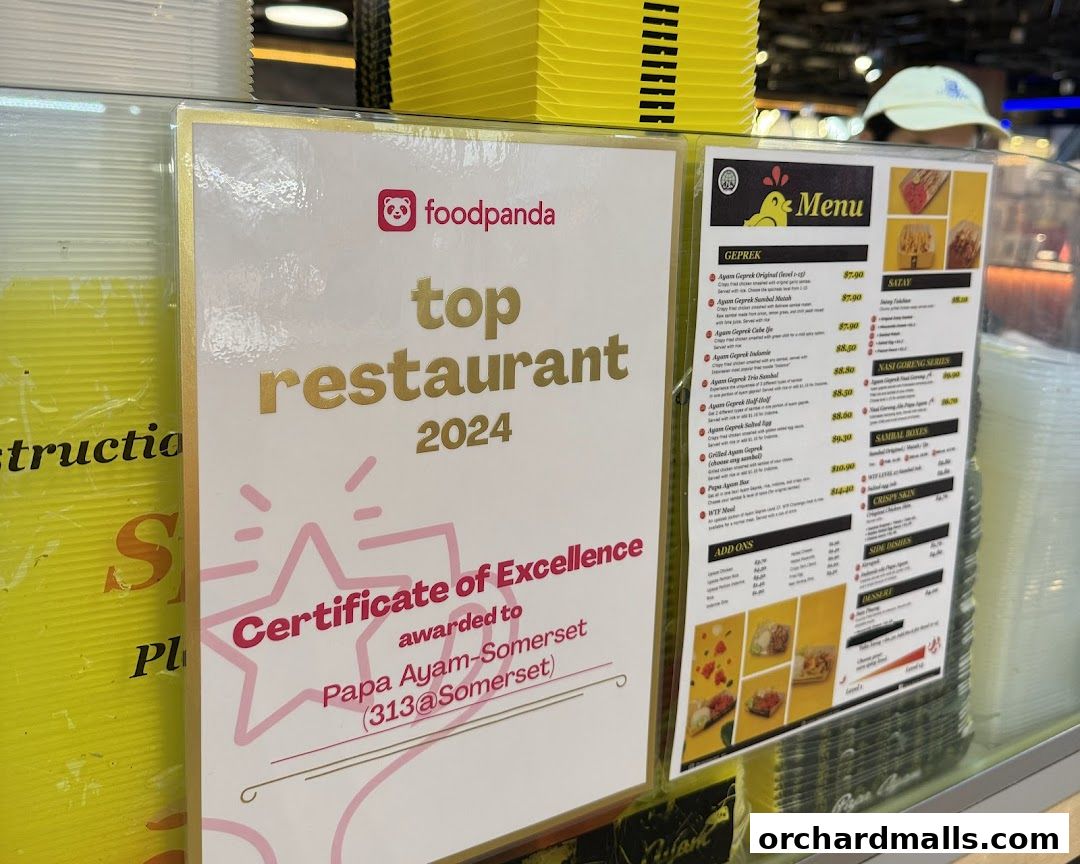 Menu page for Papa Ayam 313somerset