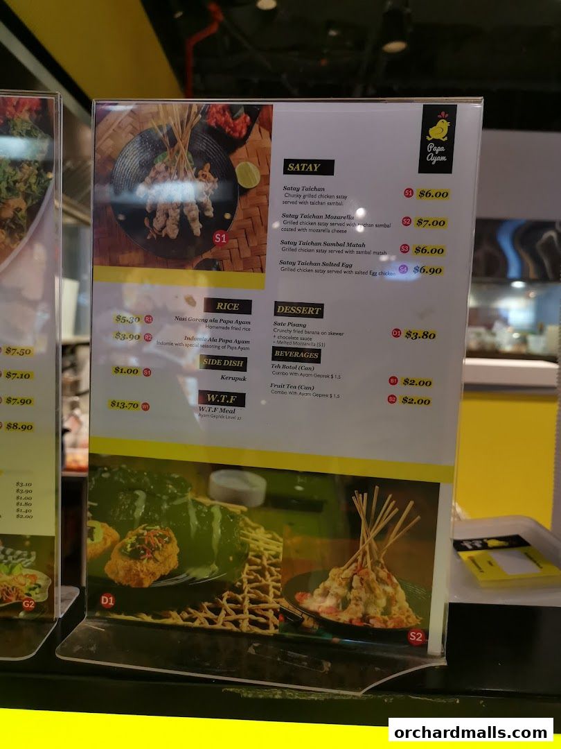 Menu page for Papa Ayam 313somerset