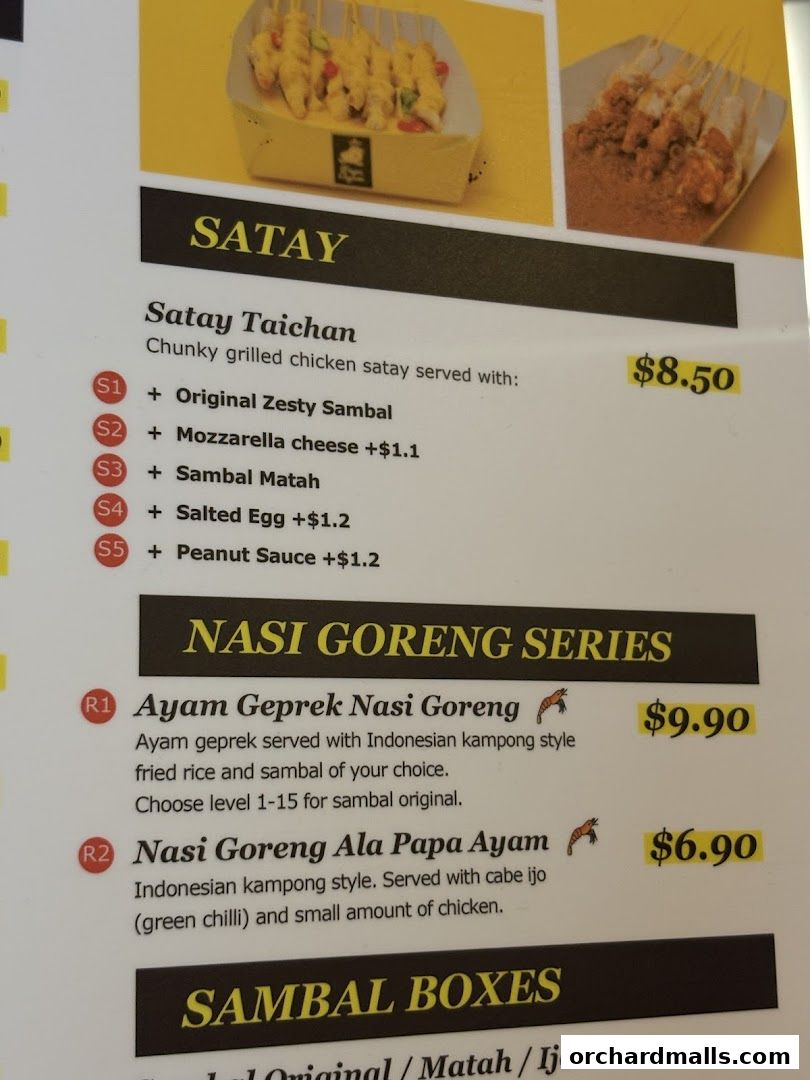 Menu page for Papa Ayam 313somerset
