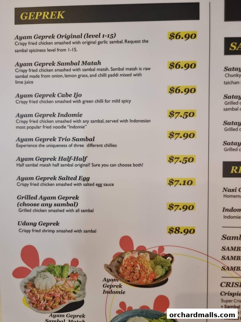 Menu page for Papa Ayam 313somerset