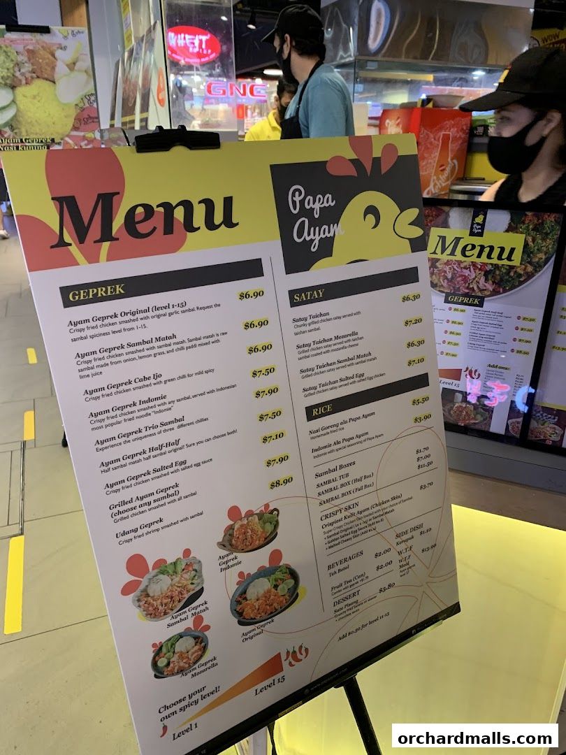 Menu page for Papa Ayam 313somerset