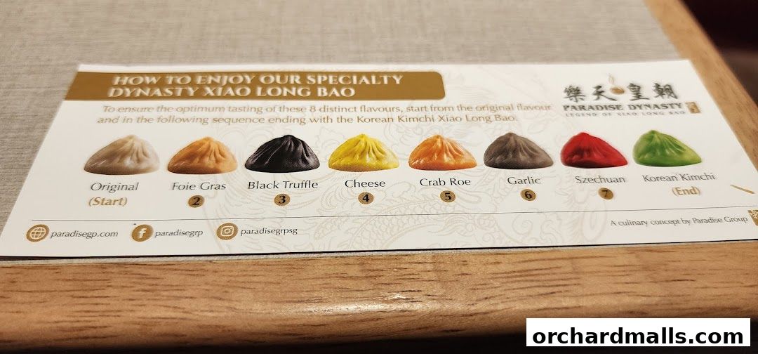 Menu page for Paradise Dynasty