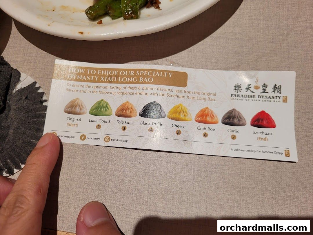 Menu page for Paradise Dynasty