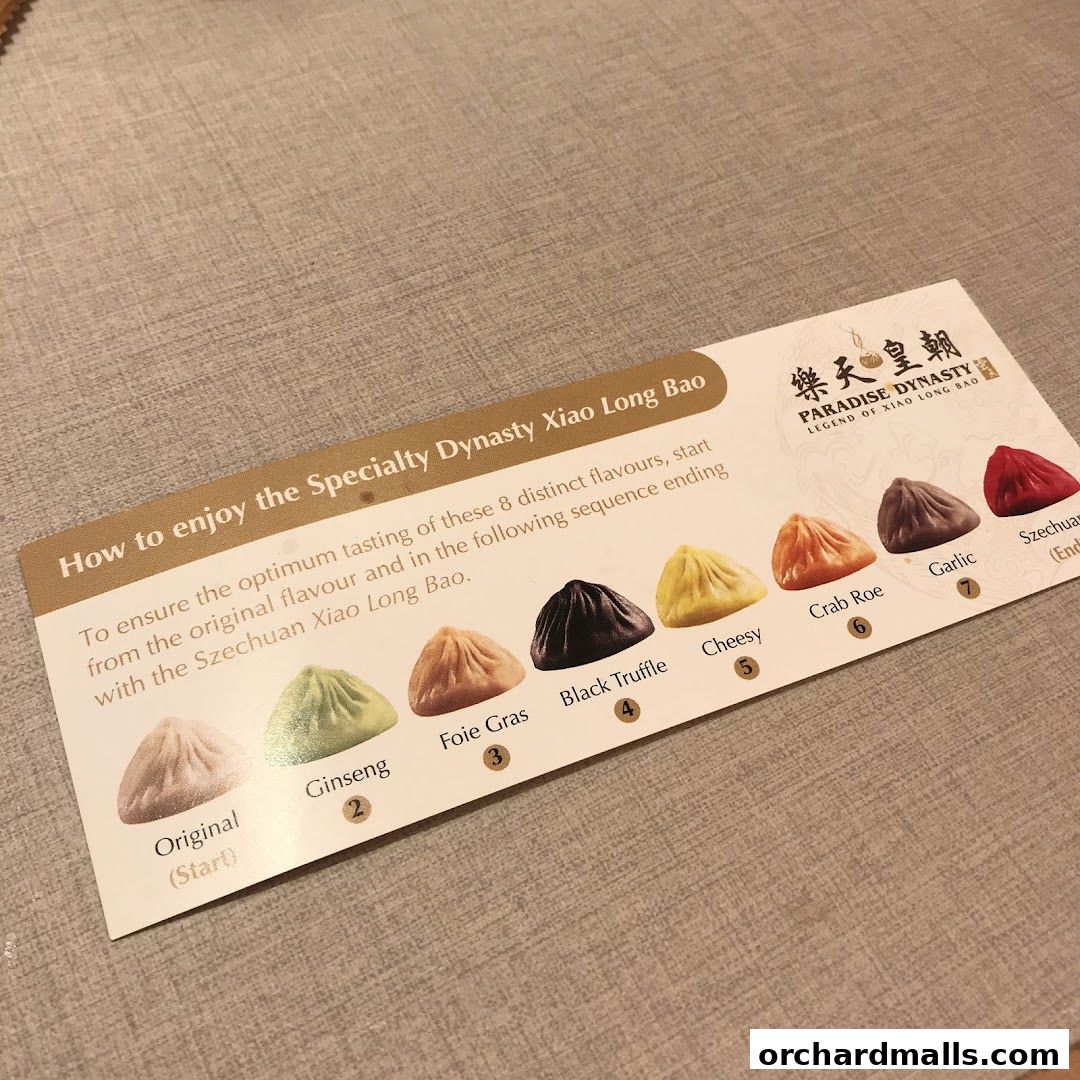 Menu page for Paradise Dynasty