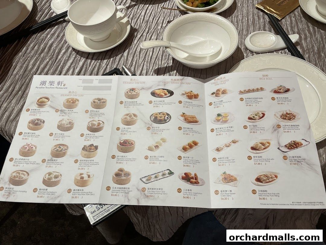 Menu page for Paradise Teochew at Scotts Square