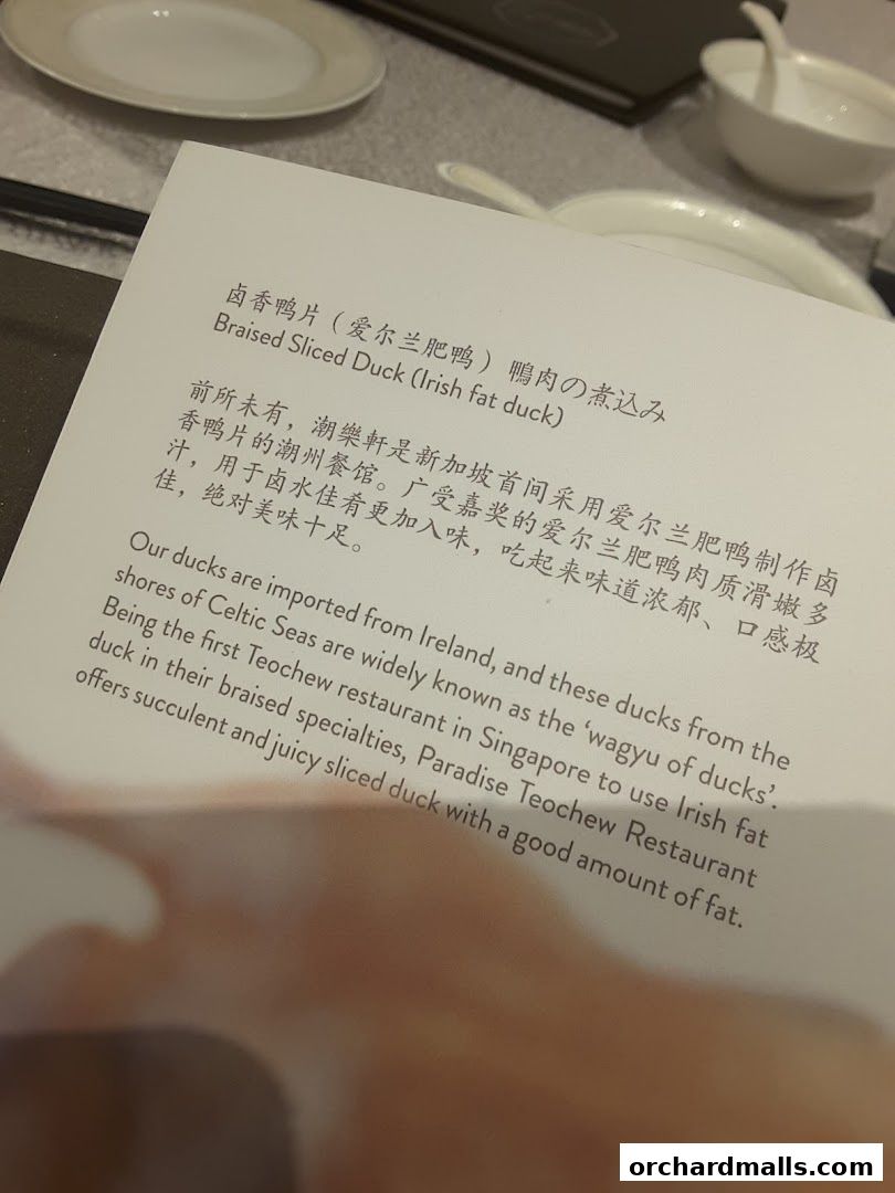 Menu page for Paradise Teochew at Scotts Square