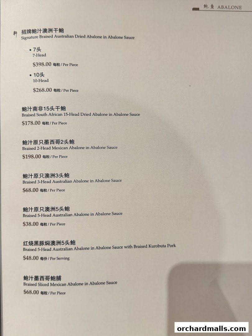 Menu page for Paradise Teochew at Scotts Square
