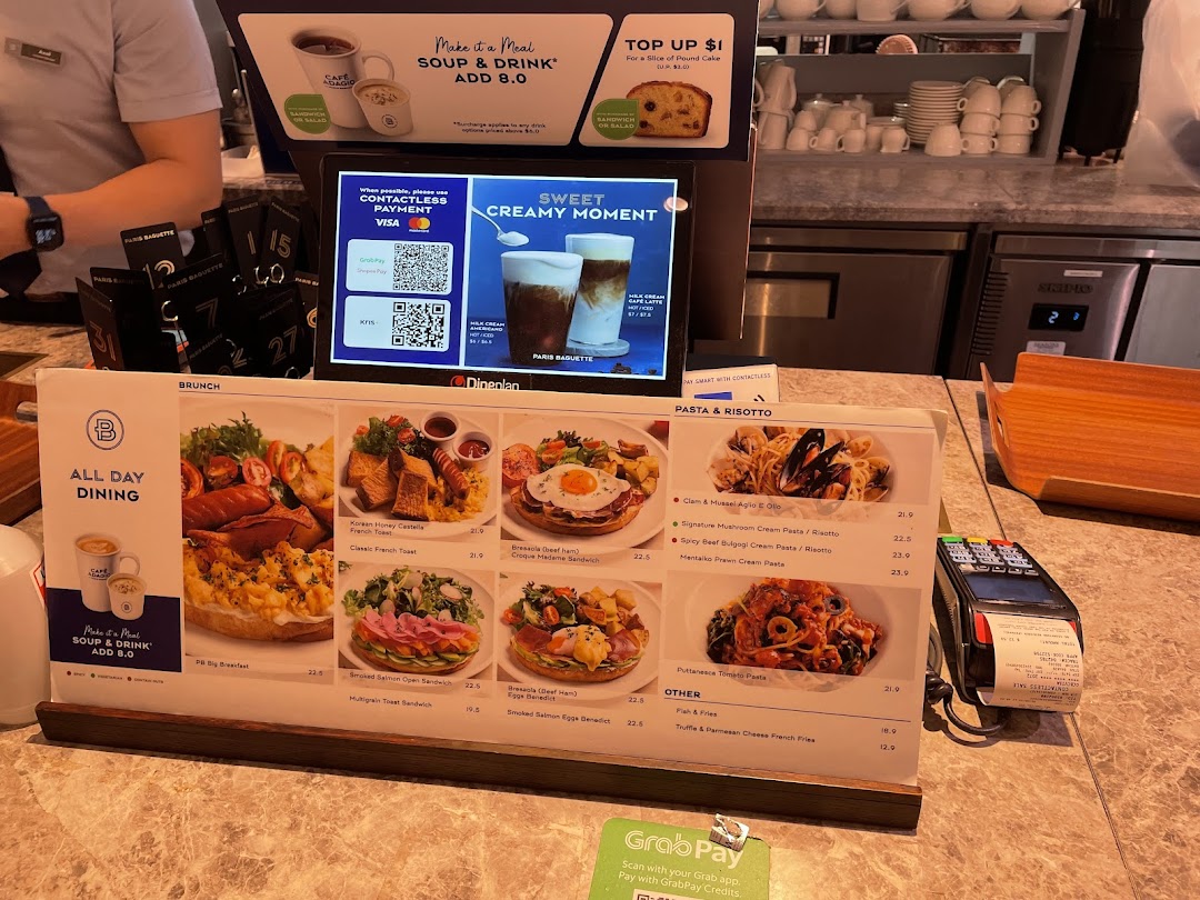Menu page for Paris Baguette