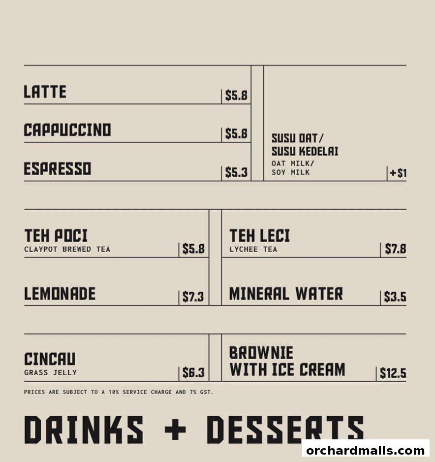 Menu page for Paris Van Java