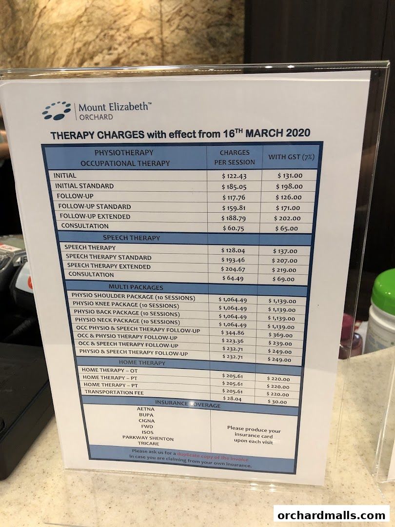 Menu page for Parkway Rehab  Paragon Medical