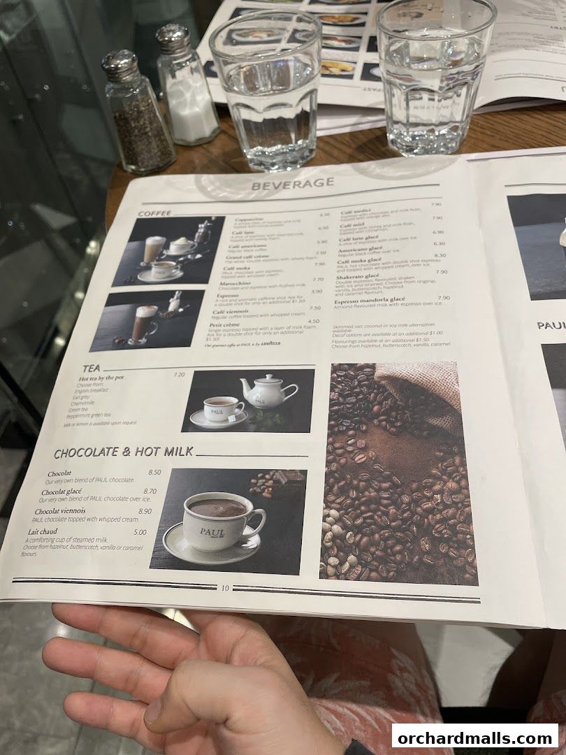 Menu page for PAUL Paragon