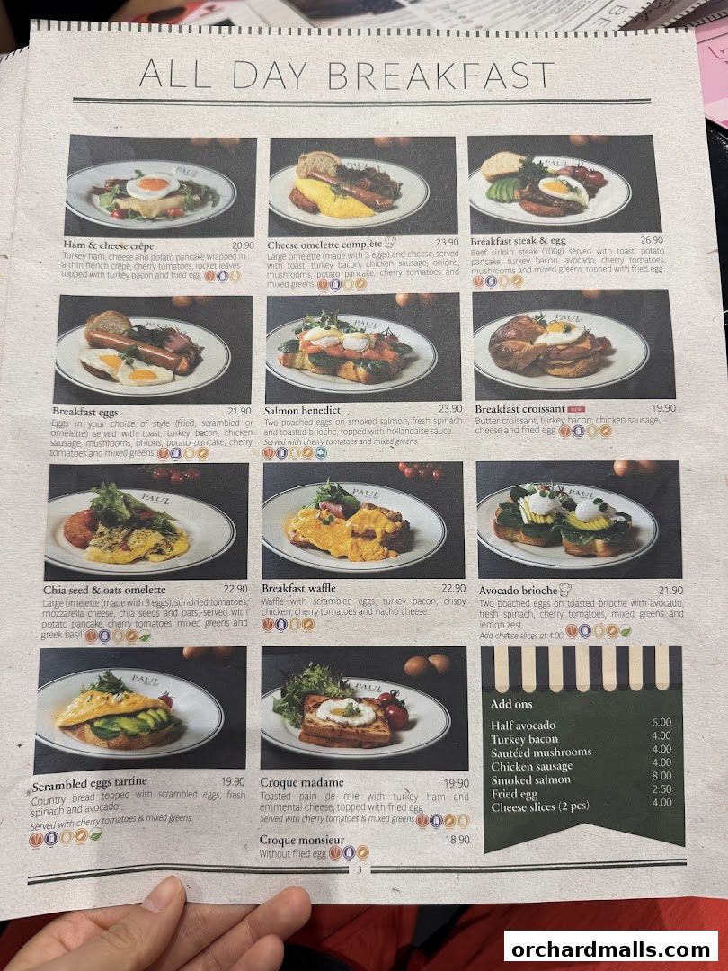 Menu page for PAUL Paragon