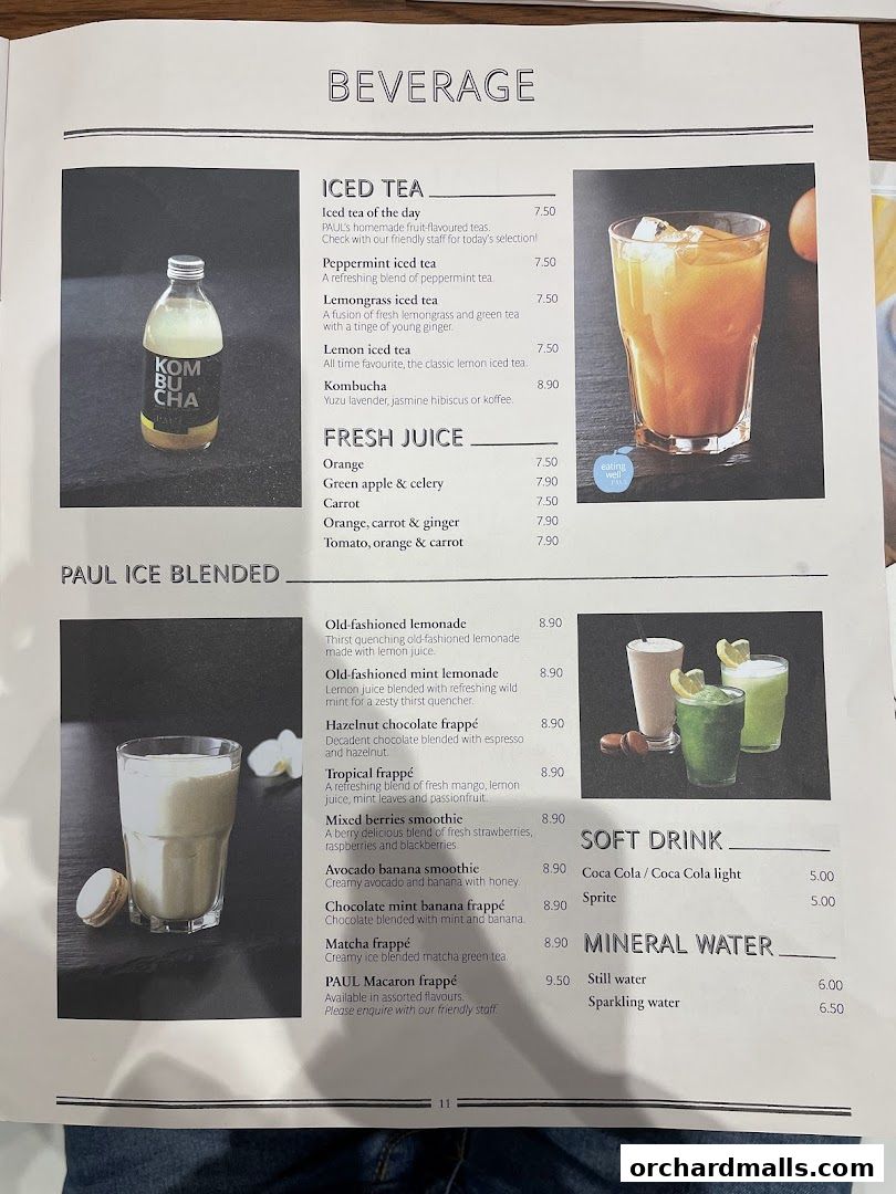 Menu page for PAUL Paragon
